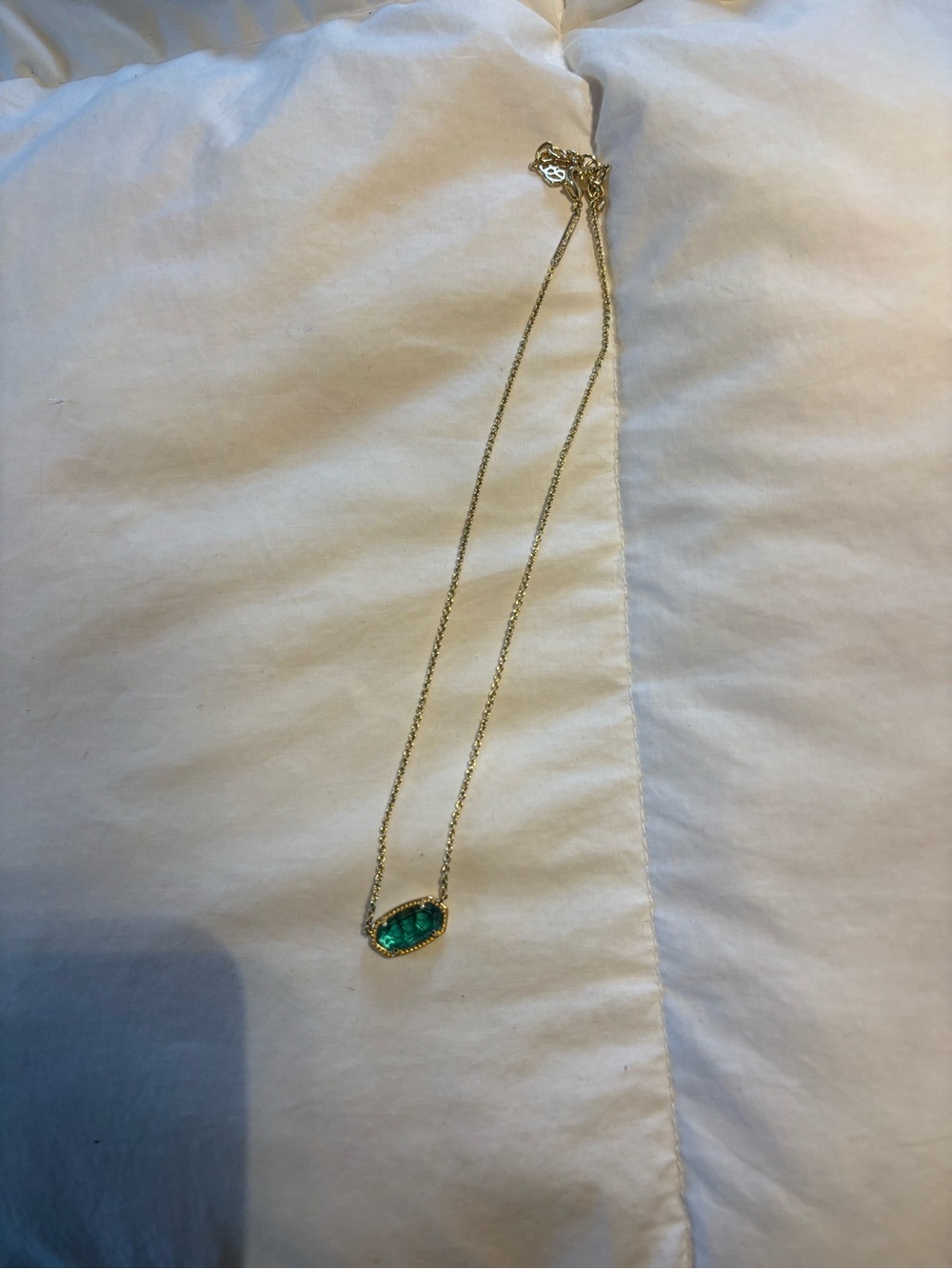 Kendra Scott Gold Necklace with Teal Green Pendant